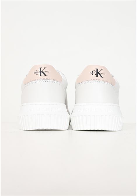 Sneakers bianche da donna con dettagli rosa e logo CALVIN KLEIN JEANS | YW0YW008230LA0LA